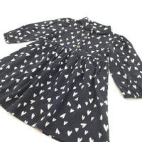 Hearts Navy & White Jersey Dress - Girls 2-3 Years