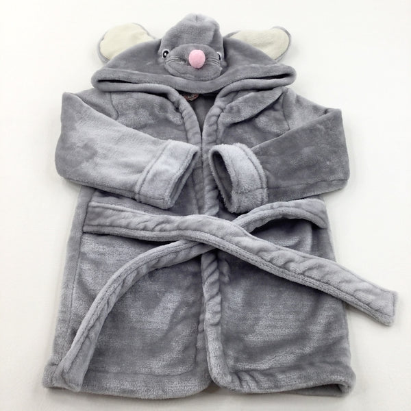 Mouse Grey Fleece Dressing Gown - Boys/Girls 18-24 Months