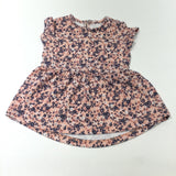 Flowers Navy & Peach Jersey Dress - Girls 9-12 Months