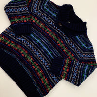 Patterned Navy Knitted Jumper With Collar - Boys 18-24 Months