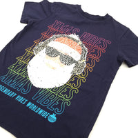 'Xmas Vibes' Sequin Flip Santa Navy Christmas T-Shirt - Boys 11-12 Years