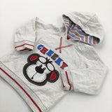 'Cheeky' Monkey Appliqued Oatmeal & Red Hoodie Sweatshirt - Boys 6-9 Months