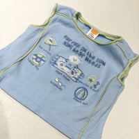 'Fun In The Sun…' Blue & Yellow Embroidered Vest Top - Boys Newborn