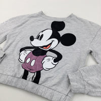 'Mickey Mouse' Cropped Grey Sweatshirt - Girls 9-10 Years