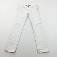 Silver Studs White Denim Jeans - Girls 5-6 Years