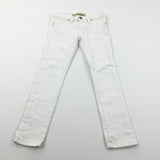 Silver Studs White Denim Jeans - Girls 5-6 Years