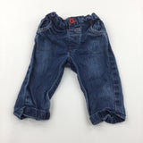 Mid Blue Denim Jeans with Adjustable Waistband - Boys 3-6 Months