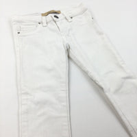 Silver Studs White Denim Jeans - Girls 5-6 Years