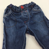 Mid Blue Denim Jeans with Adjustable Waistband - Boys 3-6 Months