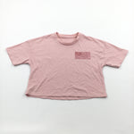 US Flag Pink Cropped T-Shirt - Girls 5-6 Years