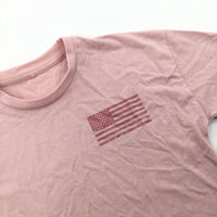 US Flag Pink Cropped T-Shirt - Girls 5-6 Years