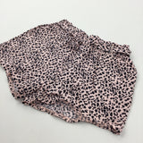 Animal Print Pale Pink & Black Lightweight Viscose Shorts - Girls 6-7 Years