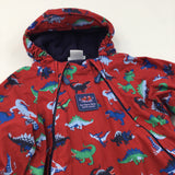Dinosaurs Colourful Red Fleece Lined Pramsuit - Boys 6-9 Months