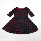 Beaded Neckline Red & Black Polyester Dress - Girls 5-6 Years