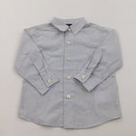 Grey & White Striped Cotton Long Sleeved Shirt - Boys 24 Months