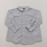 Grey & White Striped Cotton Long Sleeved Shirt - Boys 24 Months