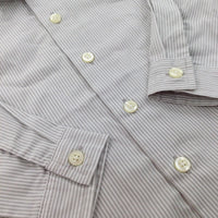 Grey & White Striped Cotton Long Sleeved Shirt - Boys 24 Months