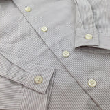 Grey & White Striped Cotton Long Sleeved Shirt - Boys 24 Months