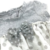 Spotty Grey & White Cotton & Jersey Dress - Girls 6-9 Months