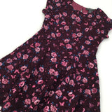 Flowers Burgundy Lace Overlay Dress - Girls 6-7 Years