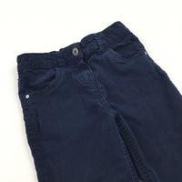 Navy Cotton Twill Trousers with Zip Hems - Girls 6-7 Years