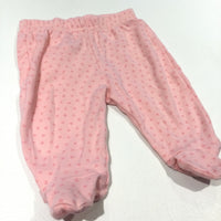 Hearts Pink Jersey Trousers with Enclosed Feet - Girls Newborn
