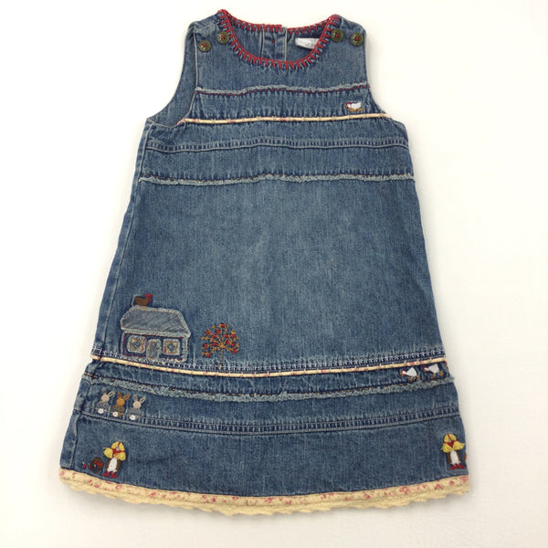Embroidered Denim Dress - Girls 2-3 Years