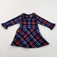 Tartan Effect Navy Woven Dress - Girls 12-18 Months