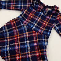 Tartan Effect Navy Woven Dress - Girls 12-18 Months