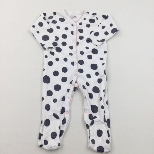 Spotty Charcoal & White Babygrow - Girls 12-18 Months