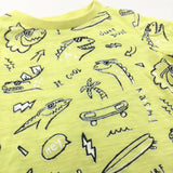 'Surf Dude' Skateboarding Dinosaurs Yellow T-Shirt - Boys 9-12 Months
