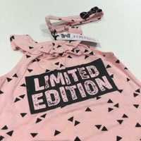 **NEW** 'Limited Edition' Pink & Black Romper & Headband Set - Girls Newborn