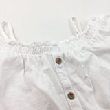 White Jersey Open Neck T-Shirt/Blouse - Girls 8 Years