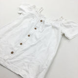 White Jersey Open Neck T-Shirt/Blouse - Girls 8 Years