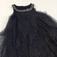 Sparkly Gold, Silver & Navy Party Dress - Girls 6-7 Years