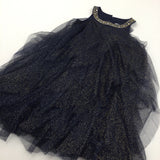 Sparkly Gold, Silver & Navy Party Dress - Girls 6-7 Years