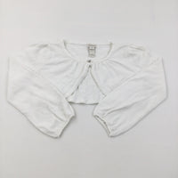 Gem Button White Cardigan - Girls 7-8 Years