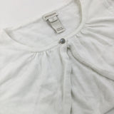 Gem Button White Cardigan - Girls 7-8 Years