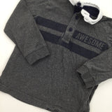 'Awesome' Dark Grey Rugby Shirt - Boys 18-24 Months