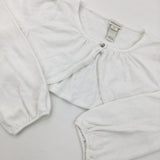 Gem Button White Cardigan - Girls 7-8 Years