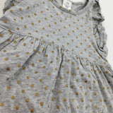 Glittery Gold Spots Grey Lightweight Jersey Dress - Girls 24 Months