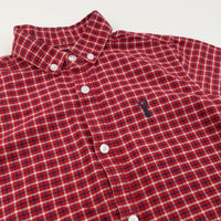 Red, Blue & White Checked Cotton Shirt - Boys 9 Years