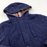 Blue Quilted Coat with Hood - Boys 8-9 Years