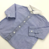 Blue Pinstripe Cotton Shirt with White Collar - Boys 9-12 Months