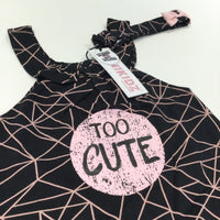 **NEW** 'Too Cute' Pink & Black Romper & Headband Set - Girls 0-3 Months