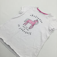 'Believe In Unicorns…' White & Pink T-Shirt - Girls 9-10 Years