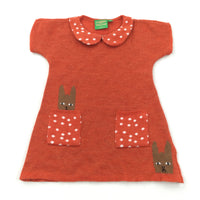 Donna Wildon Rabbits Orange Knitted Dress - Girls 9-12 Months