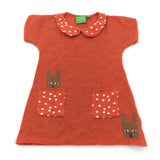 Donna Wildon Rabbits Orange Knitted Dress - Girls 9-12 Months