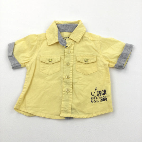 Anchor Yellow & Grey Cotton Shirt - Boys 0-3 Months