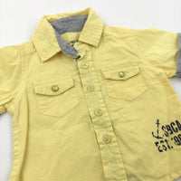 Anchor Yellow & Grey Cotton Shirt - Boys 0-3 Months